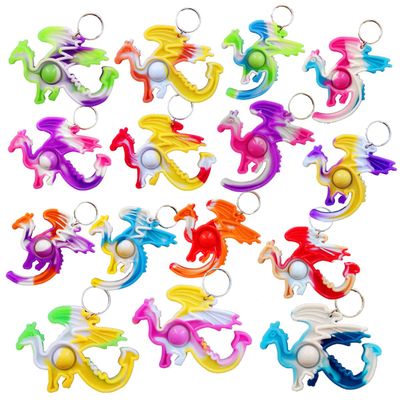 HOZKEAP 12 Packs Funny Dragons Mini Pop Varied Keychain fidgets Bubble Toys for Kids Children Classroom Students Gifts from Teacher,Birthday Party Favors