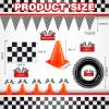 Cindeer 30 Pcs Checkered Racing Car Party Decorations Checked Race Flag Tablecloth Mini Traffic Cones Racing Pennant Banner Decor for Race Track Running Mat Tire Tube(Red Tablecloth) view 3