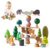 Wooden Animal Forest Balance Stacking Toy Set 36PCS Wood Miniature Tree Blocks Set Elegant Ornaments for Home Decor Wooden Mini Trees Animals Balance Toy for Toddler 36 Months+ view 1