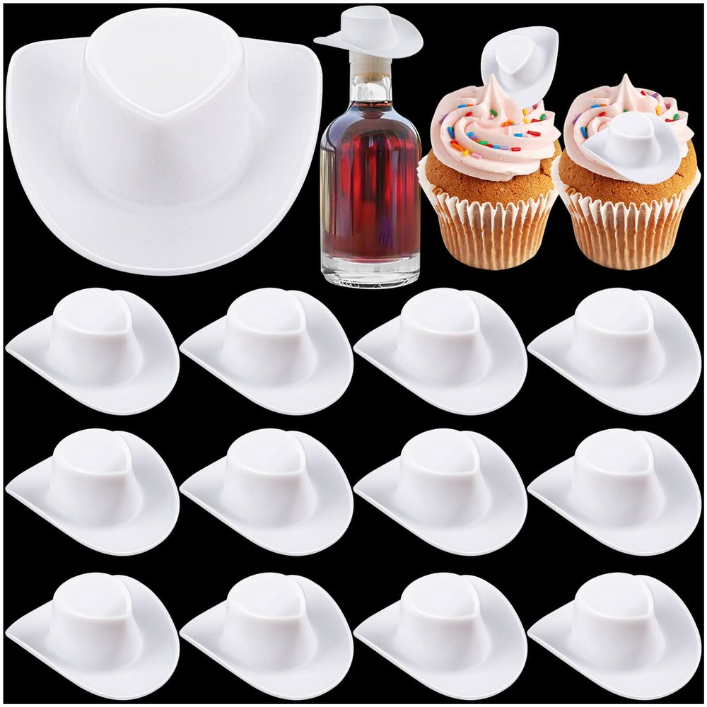 20Pcs Mini Western Cowboy Hat, Plastic Cute Doll Hats, Miniature Cowboy Cowgirl Hat Party Hats for Pretend Play Dollhouse Decoration