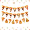 Fangleland Pizza Party Time Pennant Banner - Fast Food Pizza Sign Garland for Baby Shower, Birthday Party Supplies view 1