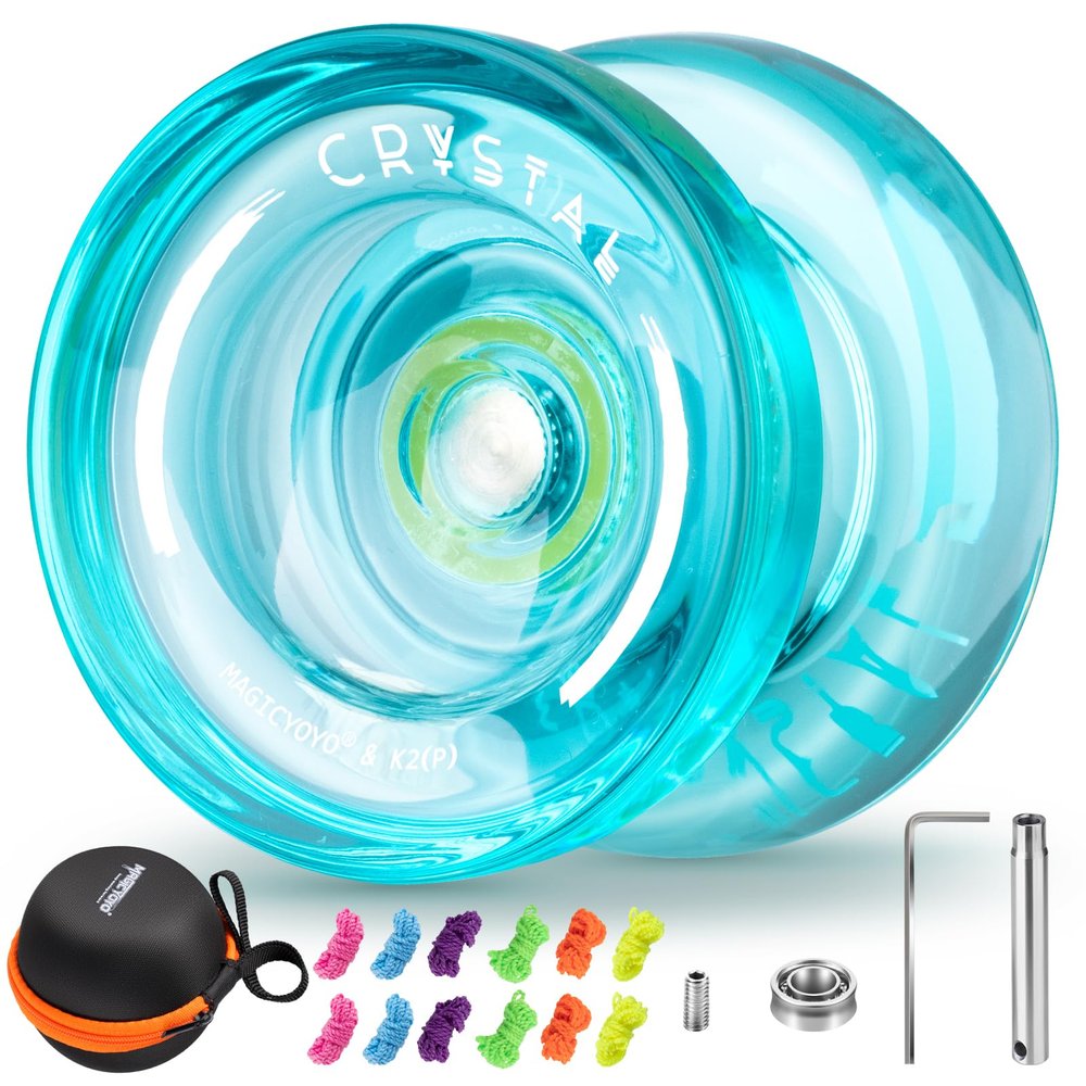 MAGICYOYO K2 Plus Responsive Yoyo for Kids 8-12 , Dual Purpose Plastic Yo-yo for Beginner, Replacement Unresponsive Bearing for Intermediate Advanced, + Bearing Remover (Crystal Green)