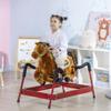 Qaba Kids Spring Rocking Horse, Ride on Horse for Girls and Boys with Animal Sounds, Plush Animal Ride-on Toy with Soft Feel, Interactive Toy for Kids, Light Brown view 2