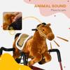 Qaba Kids Spring Rocking Horse, Ride on Horse for Girls and Boys with Animal Sounds, Plush Animal Ride-on Toy with Soft Feel, Interactive Toy for Kids, Light Brown view 4