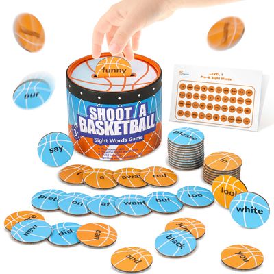 GiftAmaz Sight Words Games, Basketball Flash Cards Letters Learning Game, Toddler Classroom Reading Letters Phonic Spelling Toy, Montessori BoxInPlay, Educational Cardboard Birthday Toy for Kid