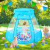 Wilhunter Baby Ball Pit for Toddler with 50 Balls, Kids Pop Up Play Tent for Girls, Princess Toys for Children Indoor & Outdoor Playhouse with Carry Bag (Bule: Pink/White/Babyblue, 109x90cm/50 Balls) view 3
