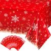 8 Pcs Christmas Tablecloth Rectangle - 54 x 108 Inch Winter Snowflakes Disposable Plastic Table Cover for Xmas Home Party Decor (Snowflake) view 1