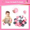 Wilhunter Baby Ball Pit for Toddler with 50 Balls, Kids Pop Up Play Tent for Girls, Princess Toys for Children Indoor & Outdoor Playhouse with Carry Bag (Pink: Pink/White/Gray, 109x90cm/50 Balls) view 2