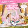 Wilhunter Baby Ball Pit for Toddler with 50 Balls, Kids Pop Up Play Tent for Girls, Princess Toys for Children Indoor & Outdoor Playhouse with Carry Bag (Pink: Pink/White/Gray, 109x90cm/50 Balls) view 4