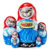 MUARO Russian Nesting Dolls Matryoshka Wood Stacking Nested Set 5 Pieces Handmade Wooden Doll Cat view 1