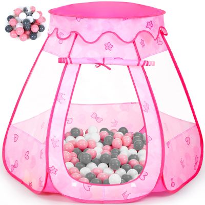 Wilhunter Baby Ball Pit for Toddler with 50 Balls, Kids Pop Up Play Tent for Girls, Princess Toys for Children Indoor Outdoor Playhouse with Carry Bag