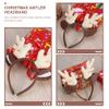 Sewroro Reindeer Headband With Plush Antler Ears, Christmas Antler Headband Christmas Hair Hoop for Party Decoration (white) view 2