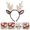 Sewroro Reindeer Headband With Plush Antler Ears, Christmas Antler Headband Christmas Hair Hoop for Party Decoration (white) view 3