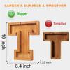 Wooden Letter Piggy Bank for Kids Boys Girls Large 26 Alphabet Money Bank Personalized Custom Name Transparent Saving Coin Bank, Perfect Christmas,Birthday Gift for kids Adults and Home Decoration (T) view 2