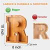 Wooden Letter Piggy Bank for Kids Boys Girls Large 26 Alphabet Money Bank Personalized Custom Name Transparent Saving Coin Bank, Perfect Christmas,Birthday Gift for kids Adults and Home Decoration (R) view 3