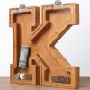 Wooden Letter Piggy Bank for Kids Boys Girls Large 26 Alphabet Money Bank Personalized Custom Name Transparent Saving Coin Bank, Perfect Christmas,Birthday Gift for kids Adults and Home Decoration (K) view 1