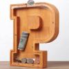 Wooden Letter Piggy Bank for Kids Boys Girls Large 26 Alphabet Money Bank Personalized Custom Name Transparent Saving Coin Bank, Perfect Christmas,Birthday Gift for kids Adults and Home Decoration (P) view 1