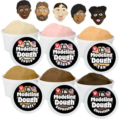 Hygloss Play Modeling Dough for Kids Multicultural Skin Tones Safe & Non-Toxic Sensory Dough for Arts & Crafts Play Clay for Toddler Activities, Preschool Classroom Must-Haves (6 Tubs x 1lb.)