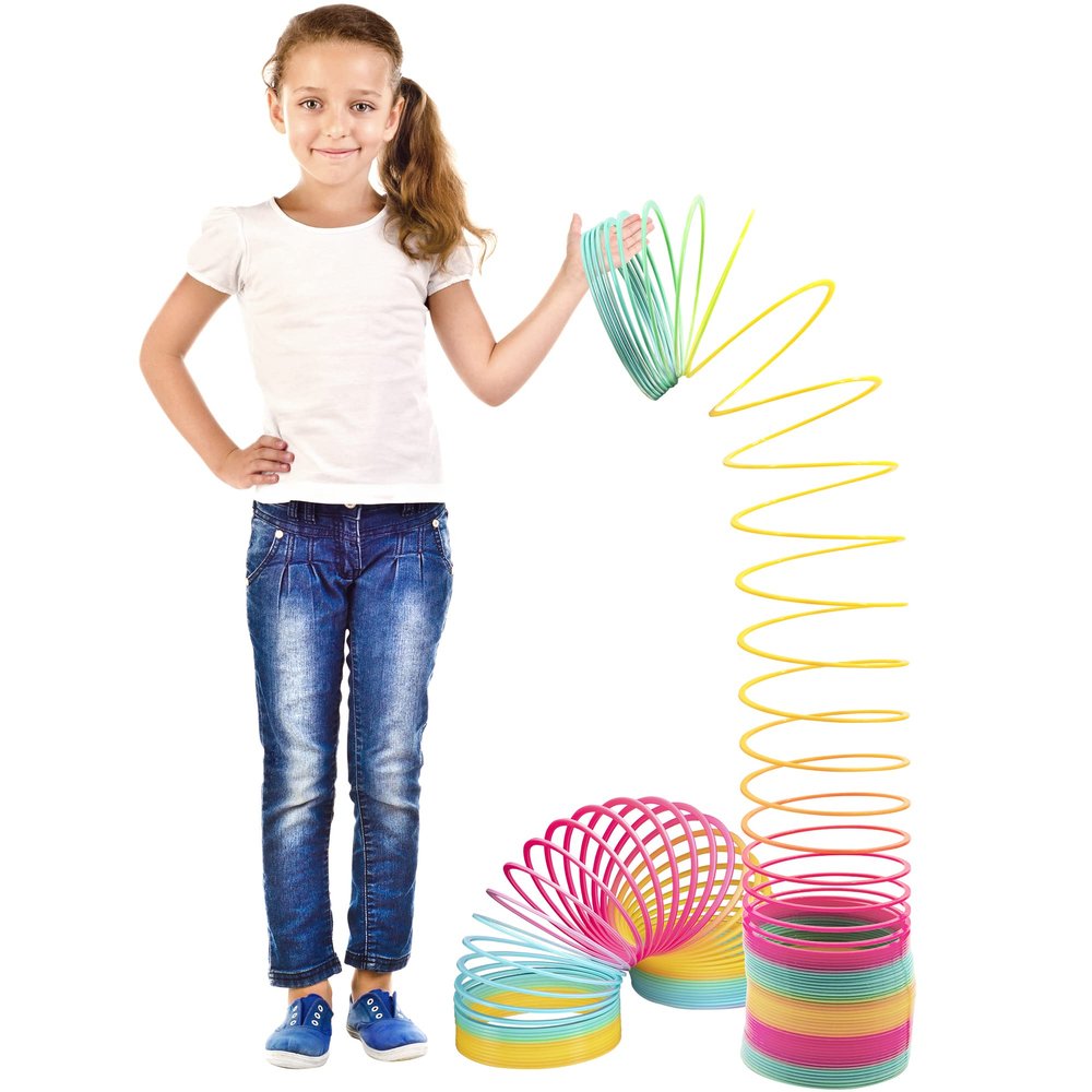 Srenta Giant Rainbow Coil Springs Toy 2 Pack Extra Large Toy Coils Spring | 6 Huge Rainbow Coil Spring Plastic, Big Walking Spring Toy, Magic Big Coil Springs Toys & Party Favors for Kids