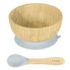 Abiie Octopod Bamboo Baby Bowl Set for 4 Months and Up  Mess-Free High Chair Suction Bowl with Spoon for Toddlers and Kids - Ergonomic Baby Feeding Essentials - 5.7" x 3" x 5.7" - Gray view 1