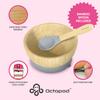 Abiie Octopod Bamboo Baby Bowl Set for 4 Months and Up  Mess-Free High Chair Suction Bowl with Spoon for Toddlers and Kids - Ergonomic Baby Feeding Essentials - 5.7" x 3" x 5.7" - Gray view 2