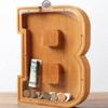 Wooden Letter Piggy Bank for Kids Boys Girls Large 26 Alphabet Money Bank Personalized Custom Name Transparent Saving Coin Bank, Perfect Christmas,Birthday Gift for kids Adults and Home Decoration (B) view 1