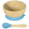 Abiie Octopod Bamboo Baby Bowl Set for 4 Months and Up  Mess-Free High Chair Suction Bowl with Spoon for Toddlers and Kids - Ergonomic Baby Feeding Essentials - 5.7" x 3" x 5.7" - Blue view 1