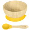 Abiie Octopod Bamboo Baby Bowl Set for 4 Months and Up  Mess-Free High Chair Suction Bowl with Spoon for Toddlers and Kids - Ergonomic Baby Feeding Essentials - 5.7" x 3" x 5.7" - Yellow view 1