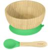 Abiie Octopod Bamboo Baby Bowl Set for 4 Months and Up  Mess-Free High Chair Suction Bowl with Spoon for Toddlers and Kids - Ergonomic Baby Feeding Essentials - 5.7" x 3" x 5.7" - Green view 1