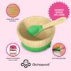 Abiie Octopod Bamboo Baby Bowl Set for 4 Months and Up  Mess-Free High Chair Suction Bowl with Spoon for Toddlers and Kids - Ergonomic Baby Feeding Essentials - 5.7" x 3" x 5.7" - Green view 2