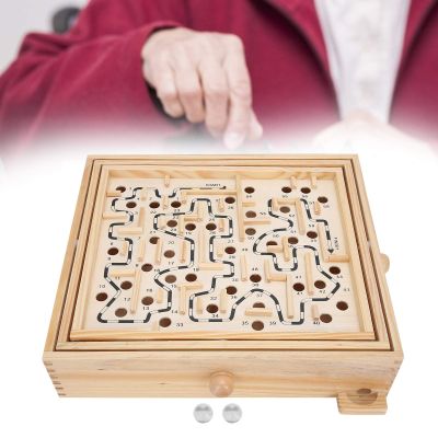 Wooden Maze Ball Large, Wooden Labyrinth Maze Game Educational Games Puzzle Toy Table Tilting Balance Board with for Dementia Adults Children Large Marbles Company Junior