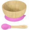 Abiie Octopod Bamboo Baby Bowl Set for 4 Months and Up  Mess-Free High Chair Suction Bowl with Spoon for Toddlers and Kids - Ergonomic Baby Feeding Essentials - 5.7" x 3" x 5.7" - Pink view 1