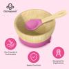 Abiie Octopod Bamboo Baby Bowl Set for 4 Months and Up  Mess-Free High Chair Suction Bowl with Spoon for Toddlers and Kids - Ergonomic Baby Feeding Essentials - 5.7" x 3" x 5.7" - Pink view 3