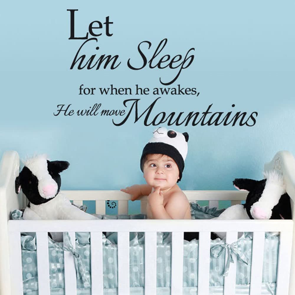 Let Him Sleep - Vinyl Wall Decal Nursery Quotes Love Wall Letterings for Boys Room Decoration(33x57" Black)