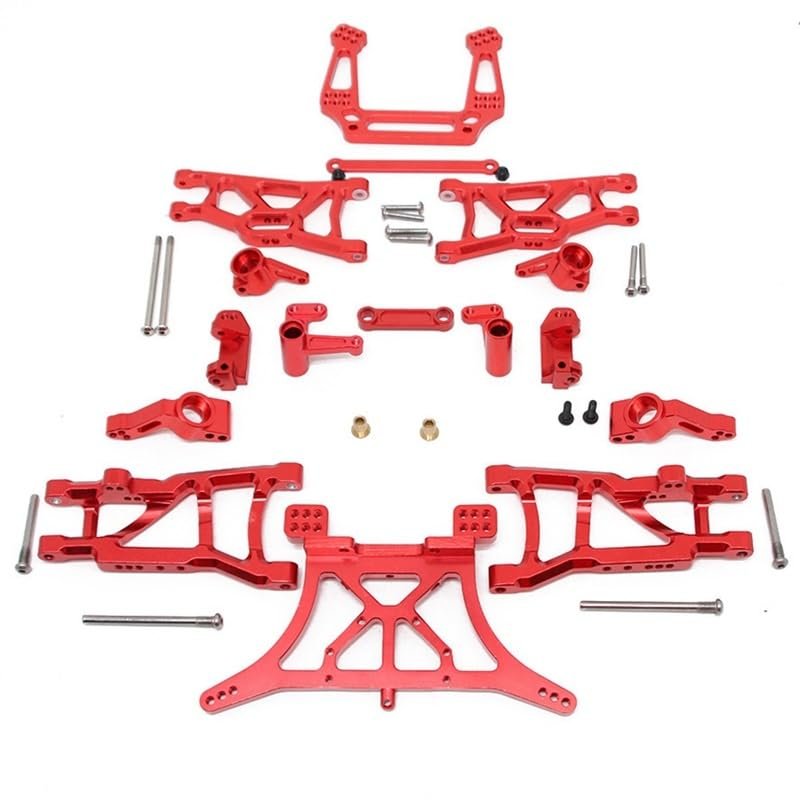 Upgrade Aluminum Alloy Chassis Arm C Seat Rear Stub Axle Parts Kit for 1/10 Traxxas 2WD Slash Rustler Stampede Parts ( Color : Red )