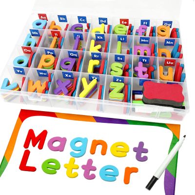 HELLOCUBE Classroom Magnetic Alphabet Letters - ABC 237 Pcs Letters Numbers & Pattern with Side Magnetic Board Foam for Kids Spelling | Learning