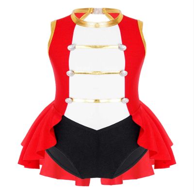 Agoky Kids Girls Halloween Circus Ringmaster Costume Fancy Party Dance Leotard Tutu Dress Carnival Performance Dancewear Red 6 Years