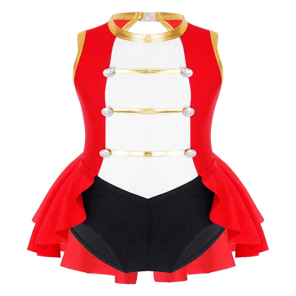 Agoky Kids Girls Halloween Circus Ringmaster Costume Fancy Party Dance Leotard Tutu Dress Carnival Performance Dancewear Red 6 Years