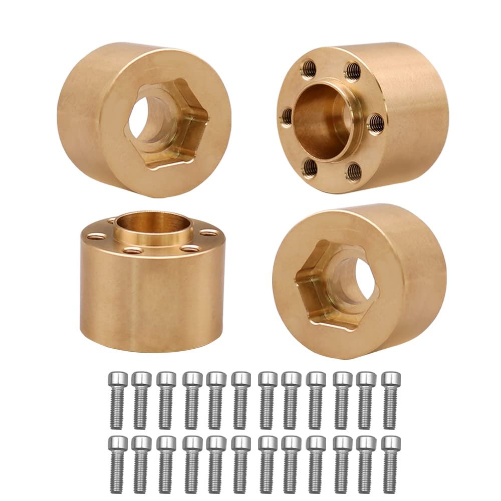 MUHIKRT Brass Weights 6mm 9mm 12mm 15mm 22mm Wheel Hex Hub Widen Adapter for 1/10 RC Crawler 1.9 2.2 Wheels Rims SCX10 TRX4 (15mm), Black