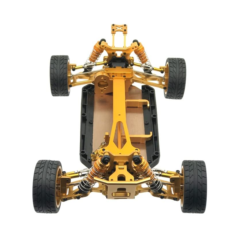Greendhat for WLtoys 124019 124017 1/12 RC Car Upgrade Parts All Metal Assembled Frame Chassis with Wheel Set Spare Accessories ( Color : Gold )