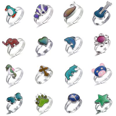 LiHan1028 Adjustable Size Mixed Mood Rings Classic Temperature Change Color Mood Ring for Christmas Halloween Party Favors(16pcs)