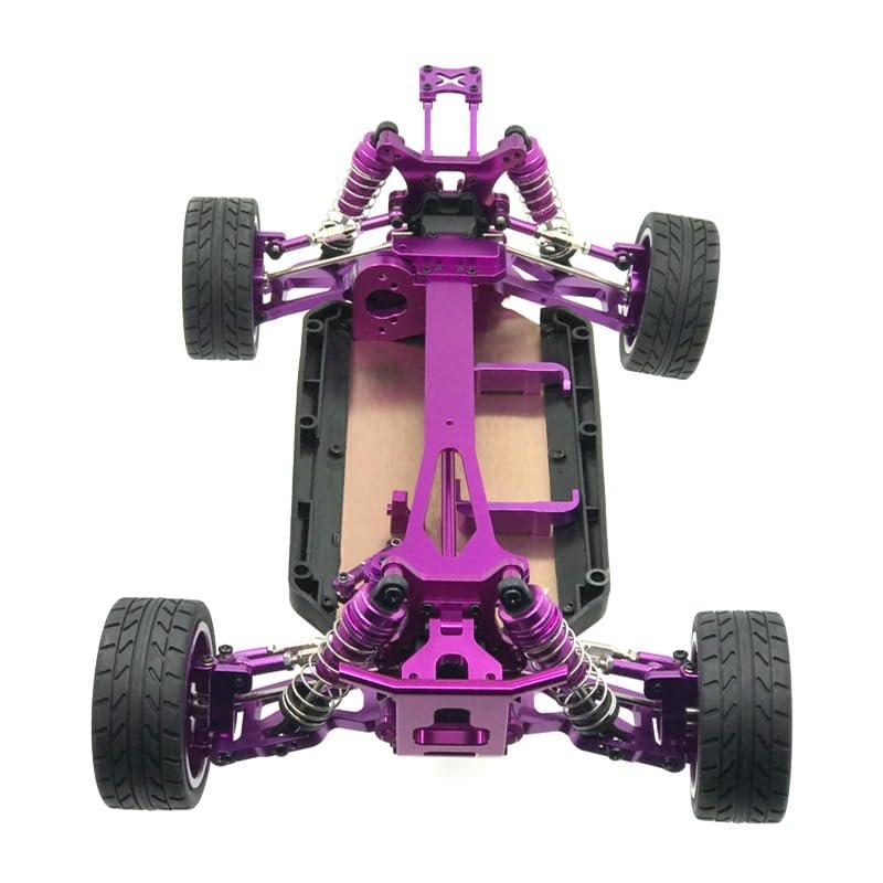 Greendhat for WLtoys 124019 124017 1/12 RC Car Upgrade Parts All Metal Assembled Frame Chassis with Wheel Set Spare Accessories ( Color : Purple )