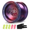 Lixada Professional Yoyo Competitive Aluminum Yoyo Ball Yo Yo Gift with 5 Replacement Yoyo Strings and Glove Great for Beginners and for Advanced String Yo-Yo Tricks Looping Play Color Optional view 1