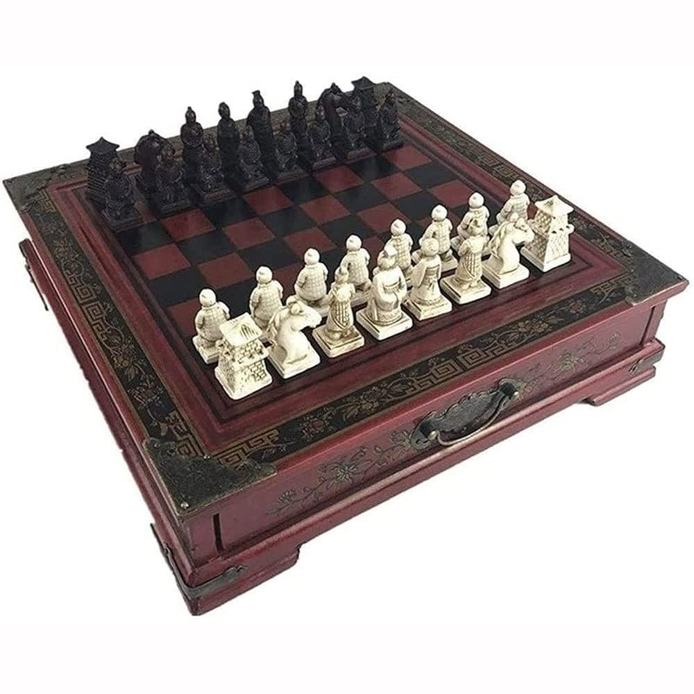 Feiyx Terracotta Warriors Chess Set for Kids and Adults Classic Family Chess Set Premium Terracotta Warriors Resin