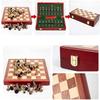 Feiyx Chess Set Folding Metal Chess Set with Retro Copper Plated Metal Chess Pieces & Portable Folding Wooden Chessboard Board Game Gift,Folding Chessboard Beginner Adult Children view 2