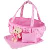 Baby Doll Cradle Bassinet Portable Doll Carrier Carry Bag Doll,Baby Doll Accessories Playset,Soft Pillow Quilt Bear,for 8-9-10-11-12 Inch Smaller Alive Baby Doll,Pretend Play Toy (Heart Pattern) view 1