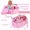 Baby Doll Cradle Bassinet Portable Doll Carrier Carry Bag Doll,Baby Doll Accessories Playset,Soft Pillow Quilt Bear,for 8-9-10-11-12 Inch Smaller Alive Baby Doll,Pretend Play Toy (Heart Pattern) view 2