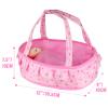 Baby Doll Cradle Bassinet Portable Doll Carrier Carry Bag Doll,Baby Doll Accessories Playset,Soft Pillow Quilt Bear,for 8-9-10-11-12 Inch Smaller Alive Baby Doll,Pretend Play Toy (Heart Pattern) view 4