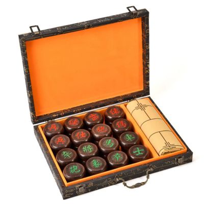 Feiyx Chinese Chess Set Foldable Board Portable Chinese Chess Game Set Strategy Board Games 2 People Game,Chinese Chess Set with Chessboard Folding (Color : A)
