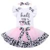 Baby Girl 1/2 Birthday Outfit Baby Girl Cowgirl Outfit Ruffle Short Sleeve T-Shirt Romper Mini Tutu Skirts Baby Cow Costume Holy Cow Im One Birthday Girl Outfit Cow Half way to one 1/2Y view 3